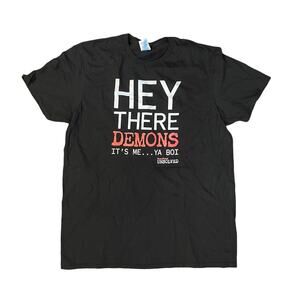 Black funny T-shirt size L